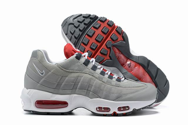 Nike Air Max 95 Men's Shoes Grey Red -78 - Click Image to Close